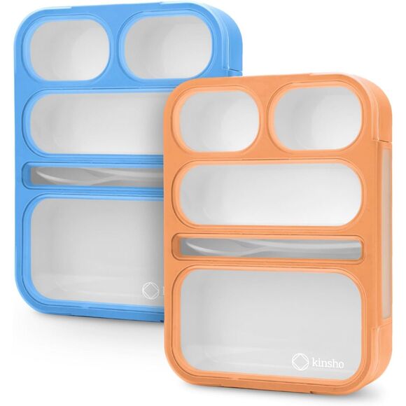 Bento-Box Portion Control Container Leakproof BPA Free Utensils 5 Compartments - Picture 1 of 8